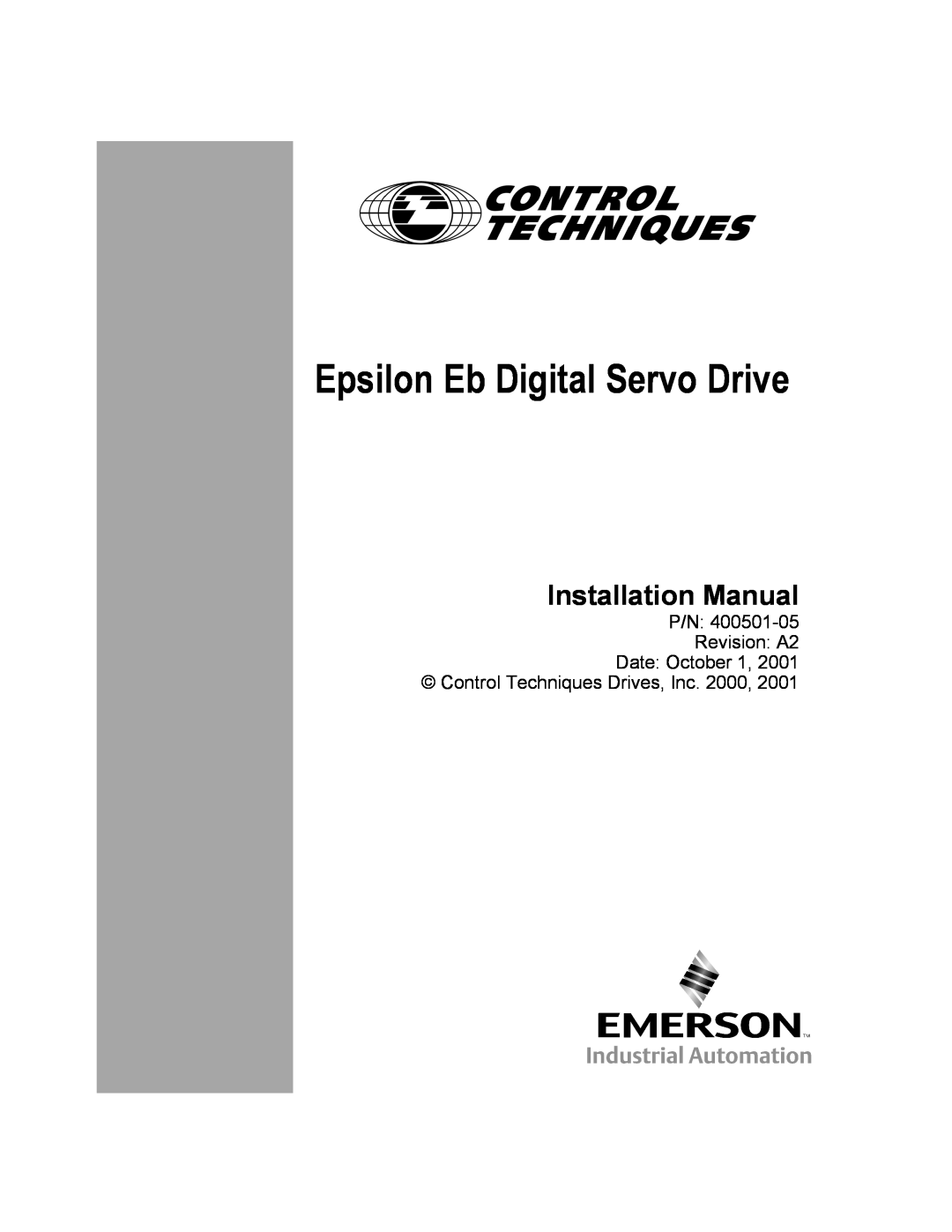 Emerson Epsilon Eb Digital Servo Drive, 400501-05 installation manual Installation Manual 
