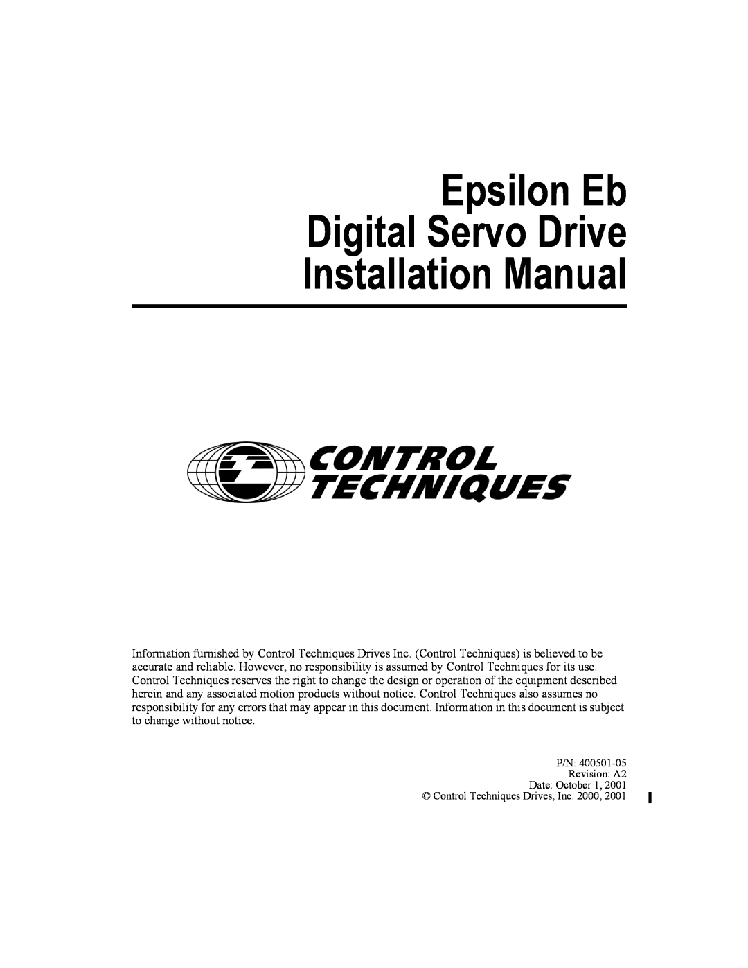 Emerson 400501-05 installation manual Epsilon Eb Digital Servo Drive Installation Manual 