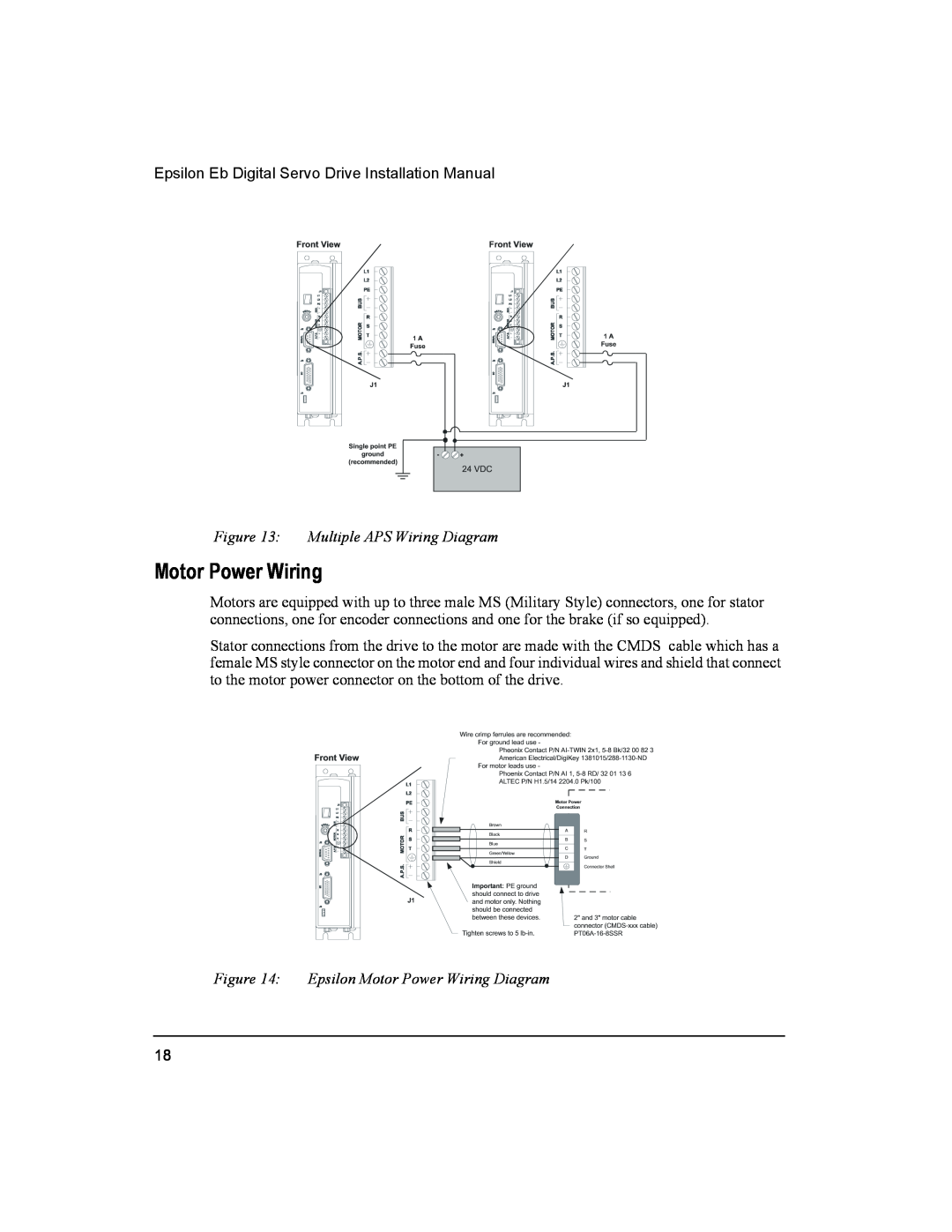 Emerson 400501-05, Epsilon Eb Digital Servo Drive Multiple APS Wiring Diagram, Epsilon Motor Power Wiring Diagram 