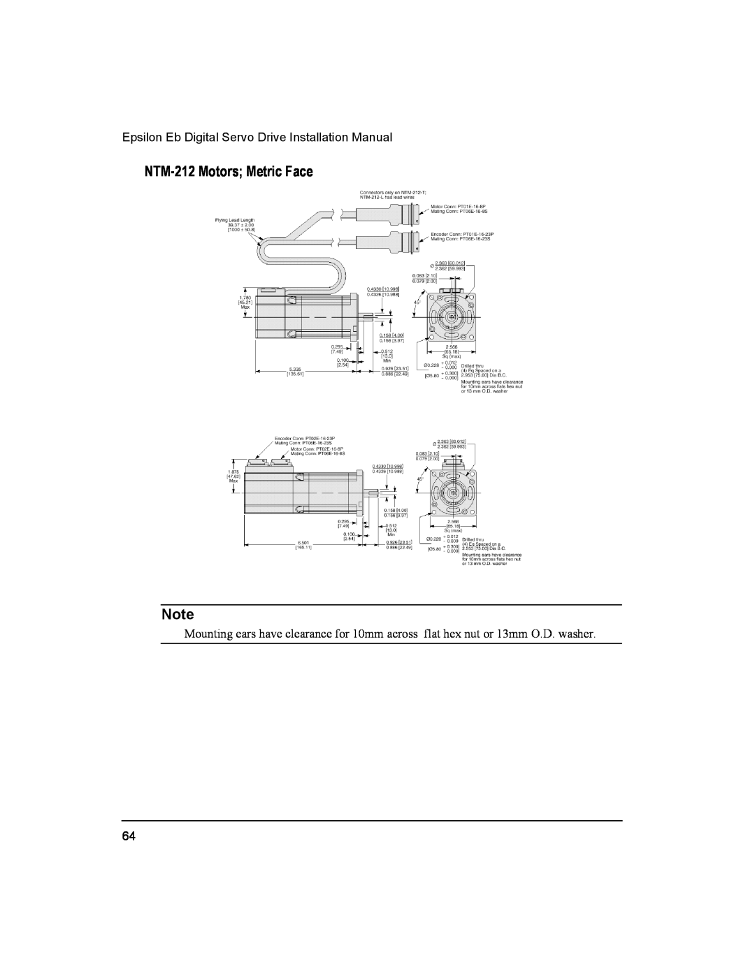 Emerson 400501-05 installation manual NTM-212 Motors Metric Face, Epsilon Eb Digital Servo Drive Installation Manual 