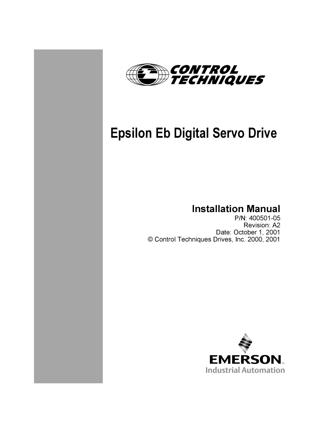 Emerson Epsilon Eb Digital Servo Drive, 400501-05 installation manual Installation Manual 