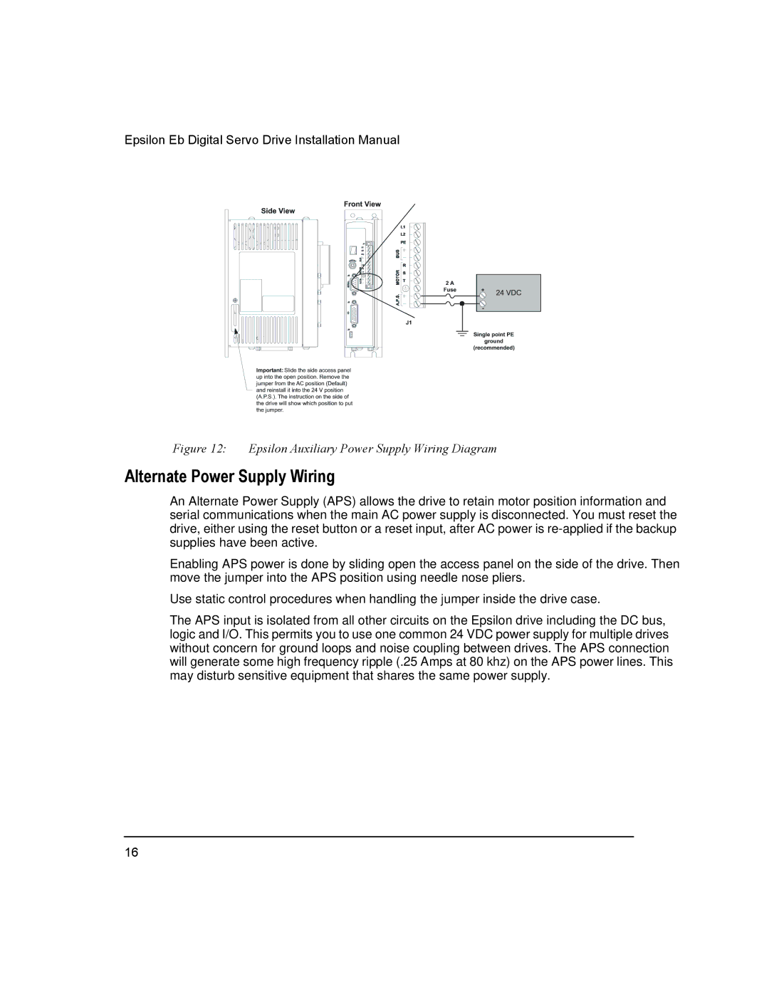 Emerson 400501-05 installation manual Alternate Power Supply Wiring, Epsilon Auxiliary Power Supply Wiring Diagram 