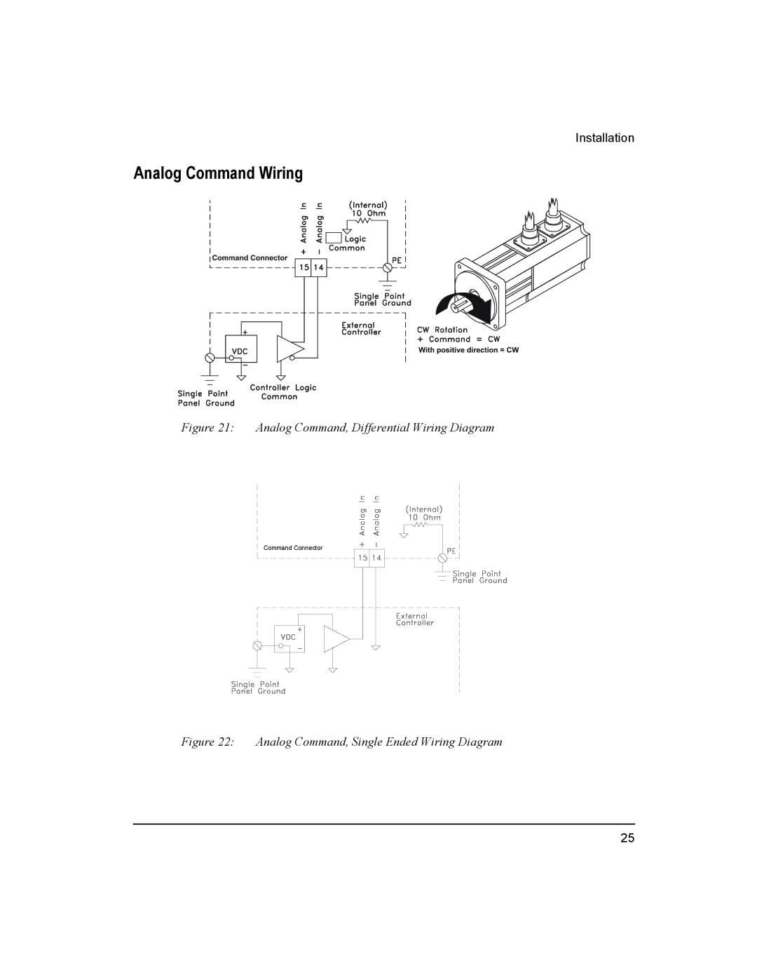 Emerson Epsilon Eb Digital Servo Drive, 400501-05 Analog Command Wiring, Analog Command, Differential Wiring Diagram 