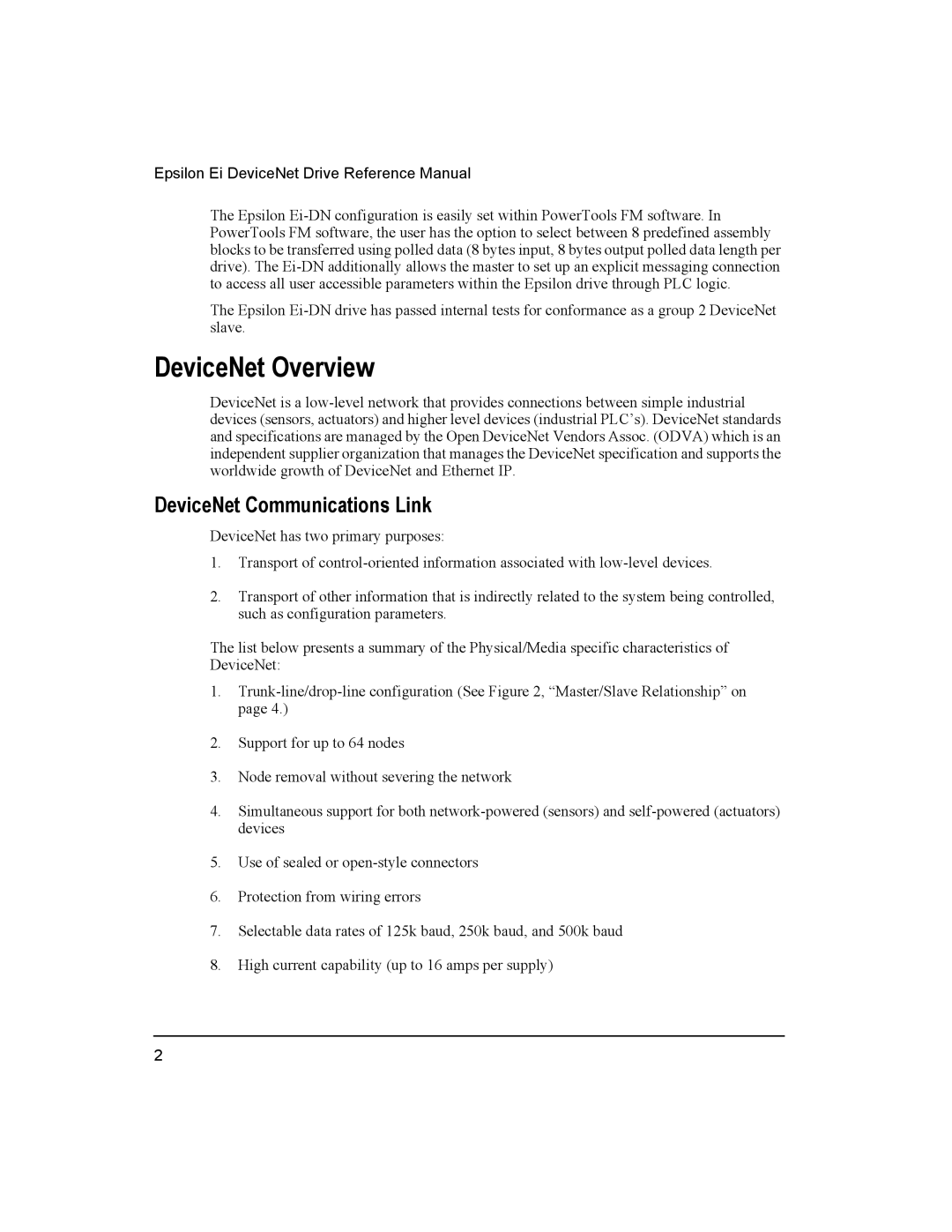 Emerson 400501-08 manual DeviceNet Overview, DeviceNet Communications Link 