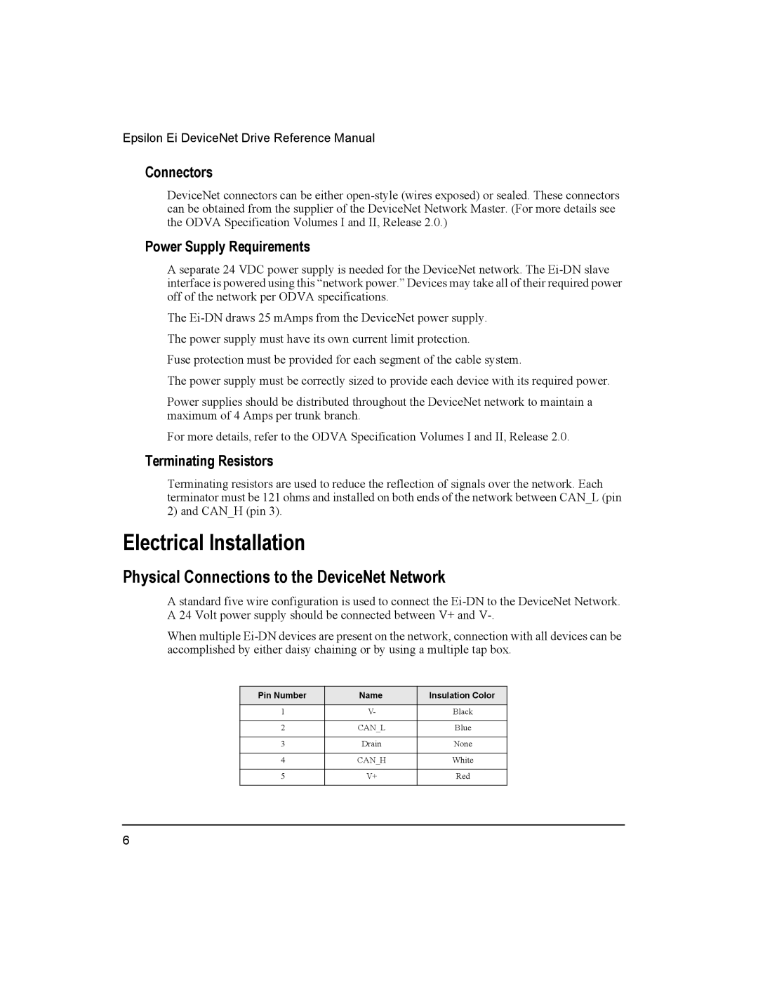 Emerson 400501-08 manual Electrical Installation, Physical Connections to the DeviceNet Network, Connectors 