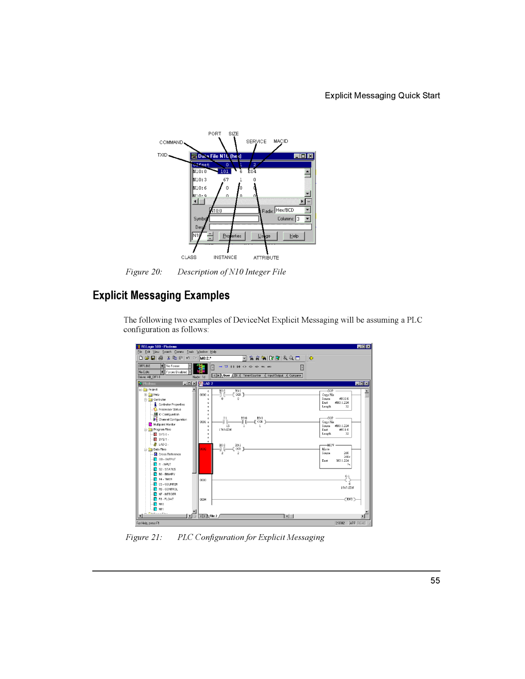 Emerson 400501-08 manual Explicit Messaging Examples, Description of N10 Integer File 