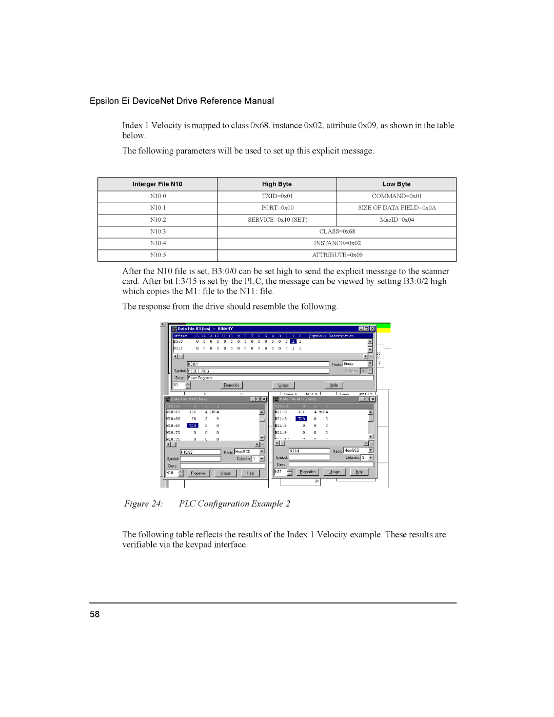 Emerson 400501-08 manual Interger File N10 High Byte Low Byte 