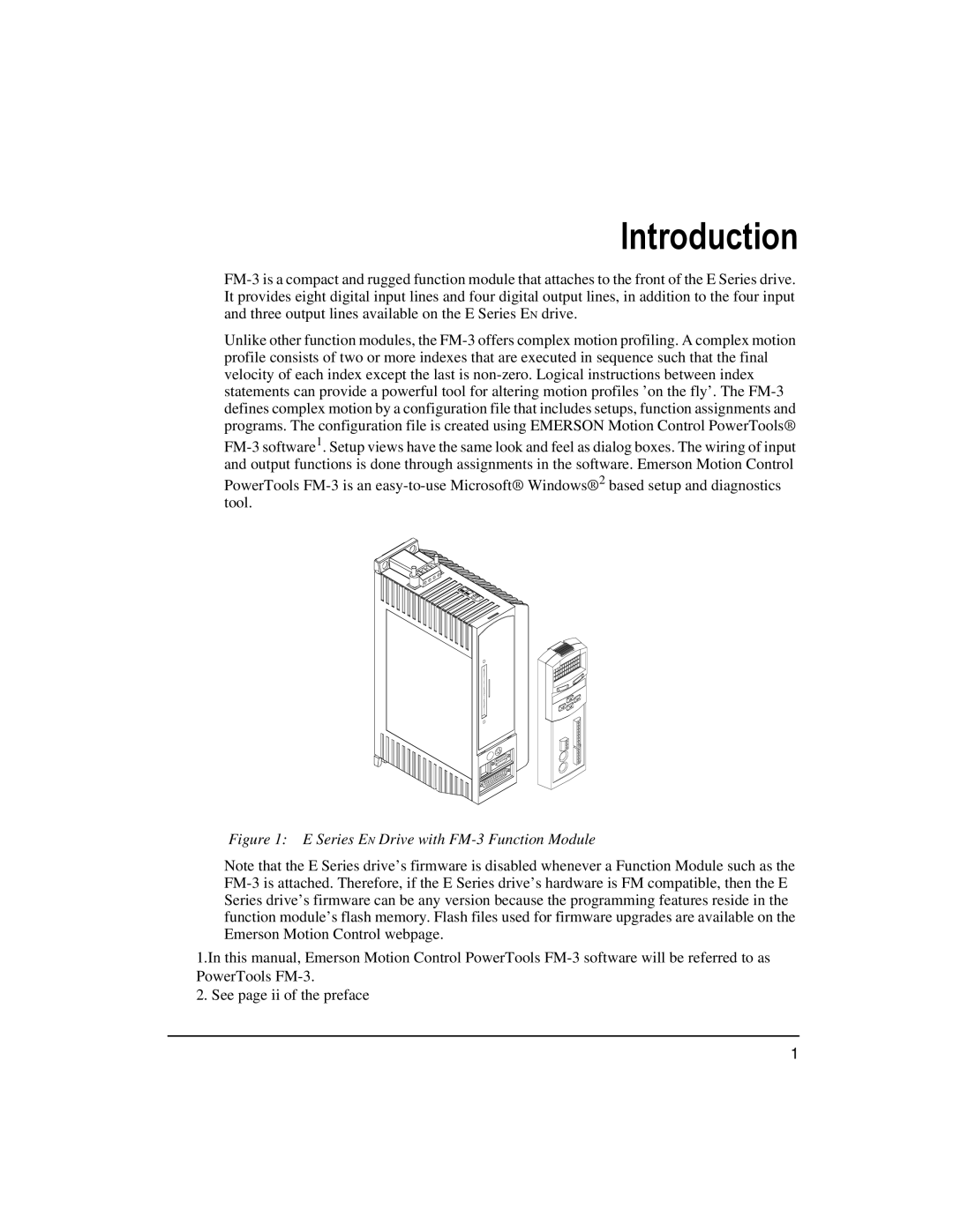 Emerson 400508-02 installation manual Introduction, Series EN Drive with FM-3 Function Module 