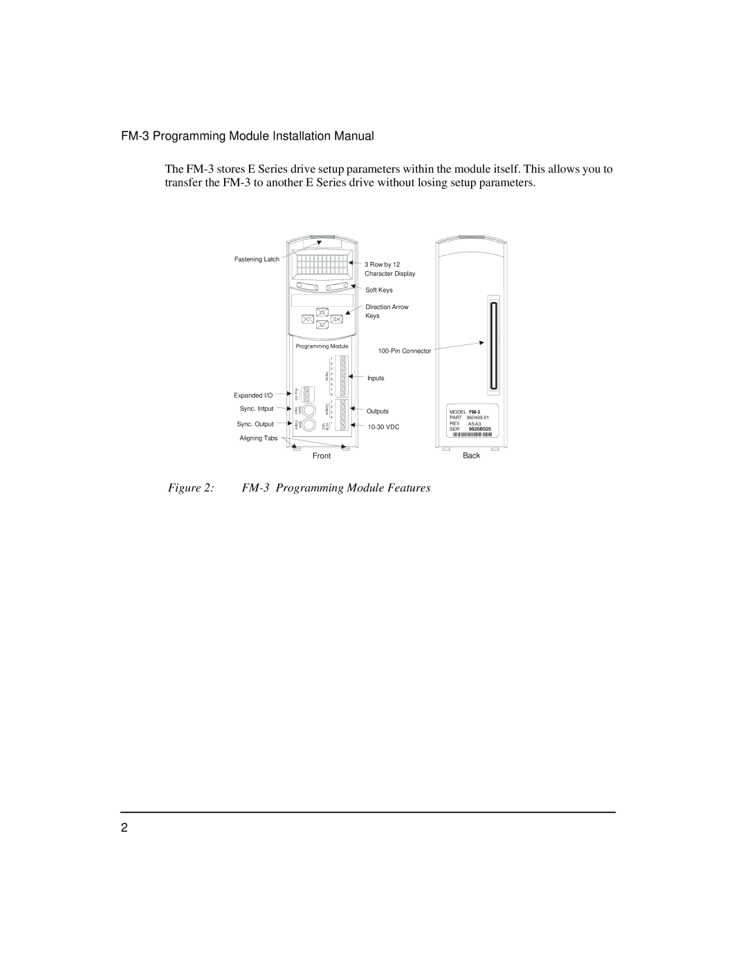 Emerson 400508-02 installation manual FM-3 Programming Module Installation Manual 