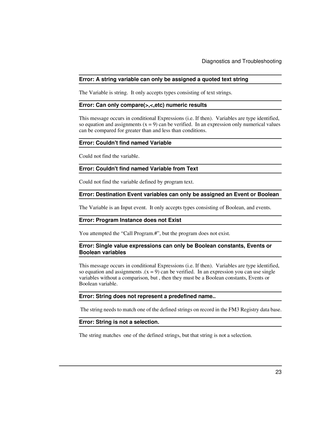 Emerson 400508-02 installation manual Error Can only compare,,etc numeric results, Error Couldnt find named Variable 