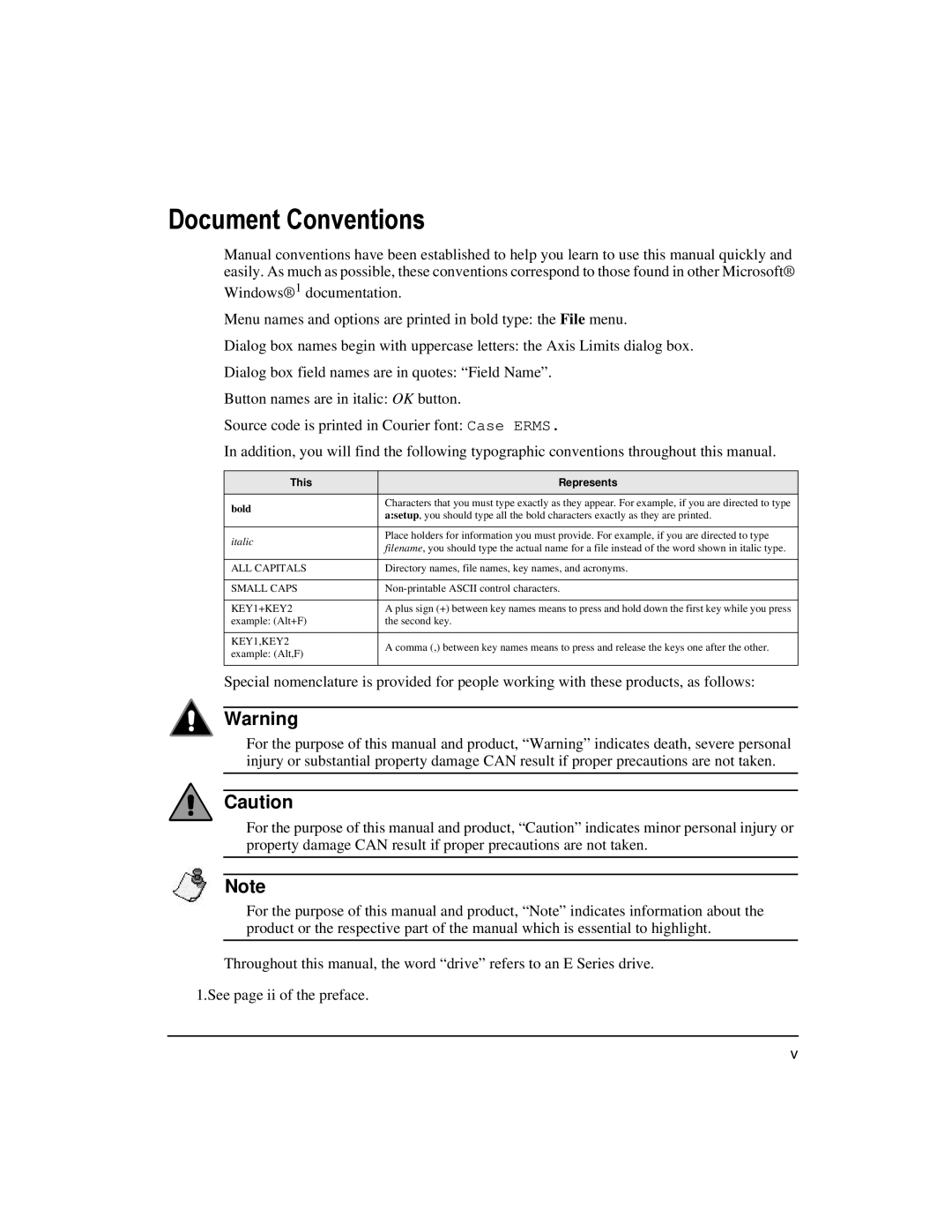 Emerson 400508-02 installation manual Document Conventions, Represents 