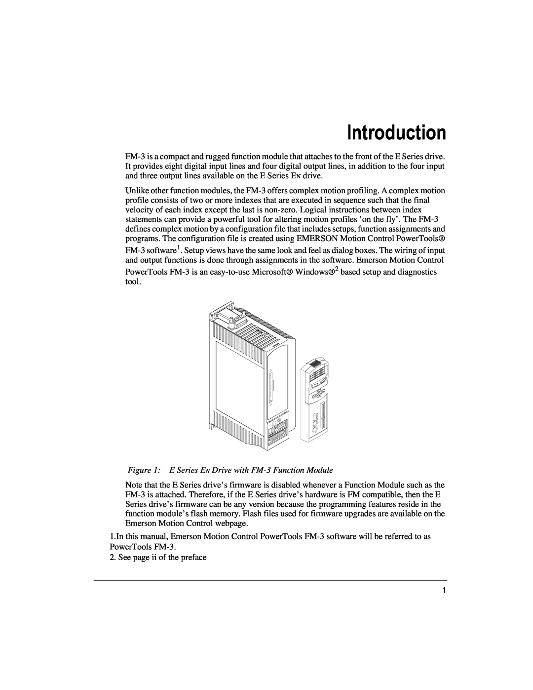 Emerson 400508-02 installation manual Introduction, E Series EN Drive with FM-3 Function Module 