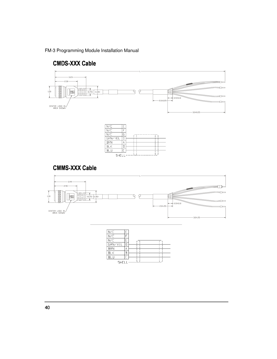 Emerson 400508-02 installation manual CMDS-XXX Cable CMMS-XXX Cable, FM-3 Programming Module Installation Manual 