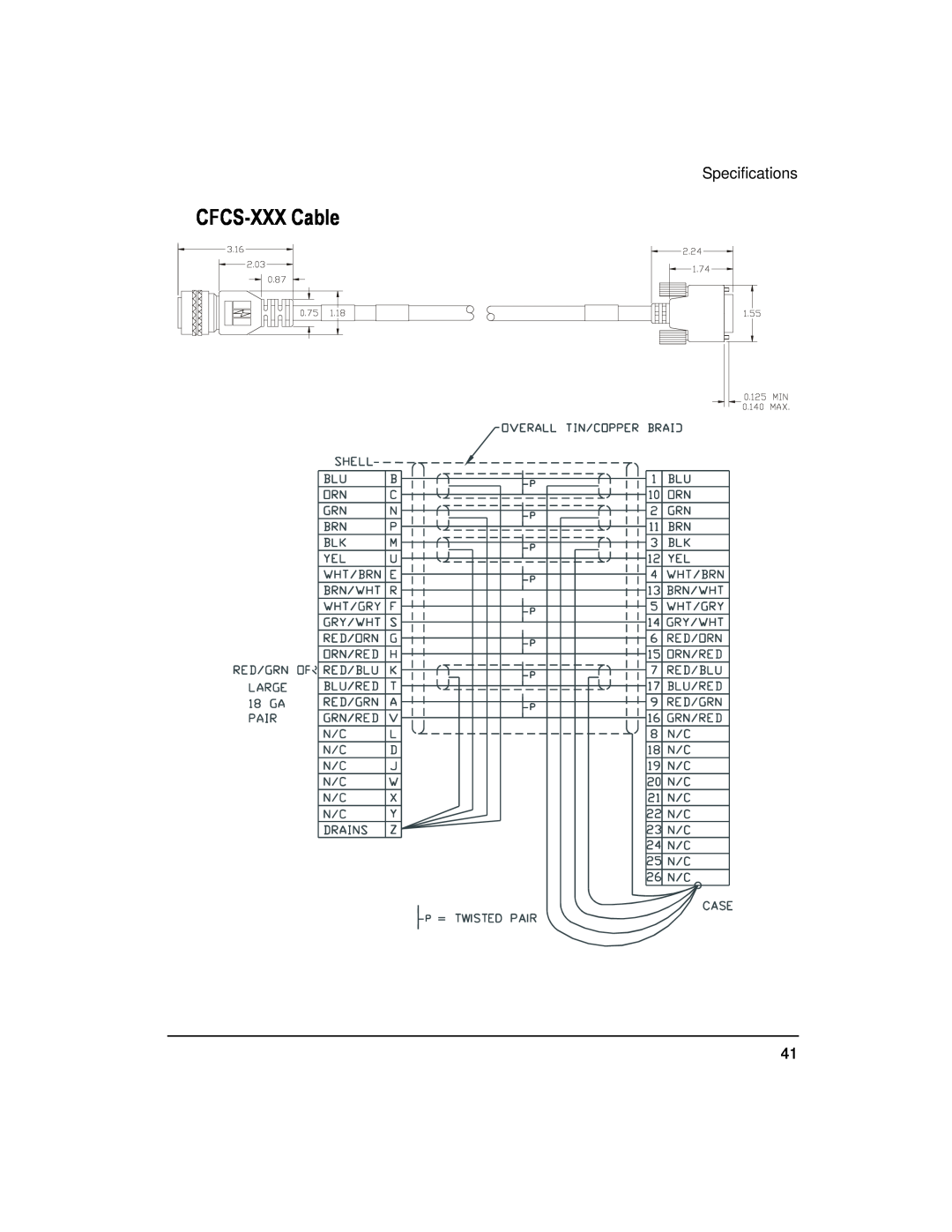 Emerson 400508-02 installation manual CFCS-XXX Cable, Specifications 