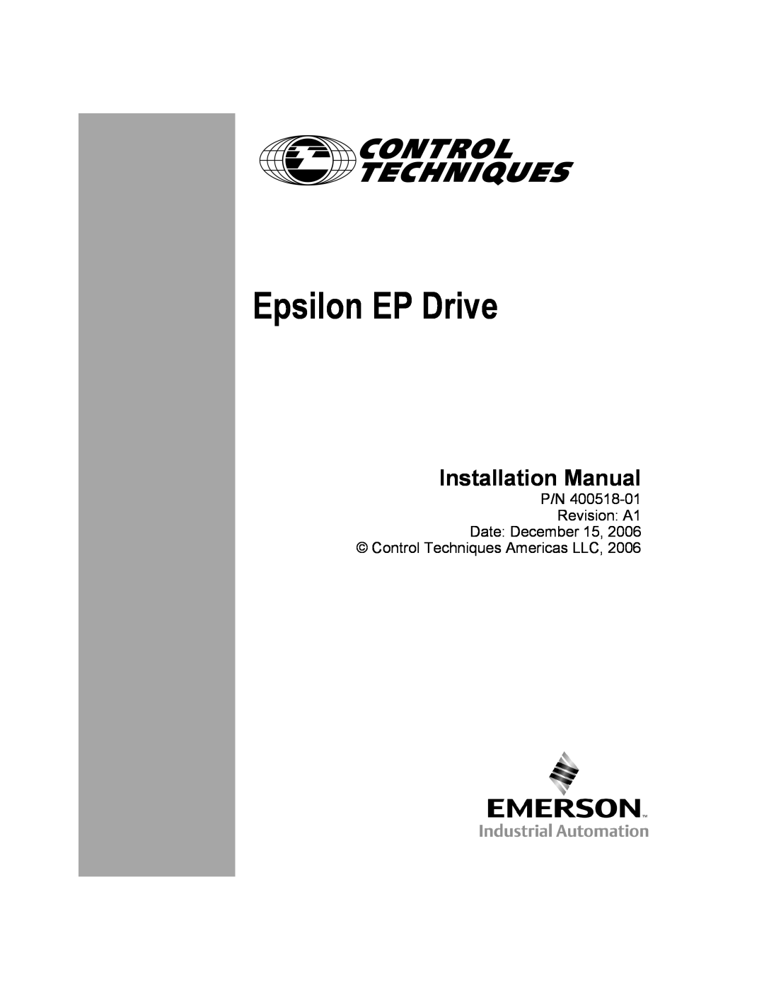 Emerson 400518-01 installation manual Installation Manual, Epsilon EP Drive 