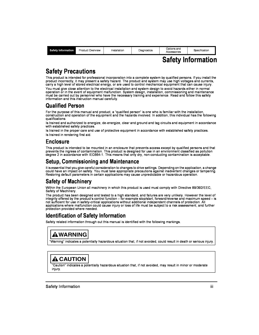 Emerson 400518-01 Safety Information, Safety Precautions, Qualified Person, Enclosure, Safety of Machinery 
