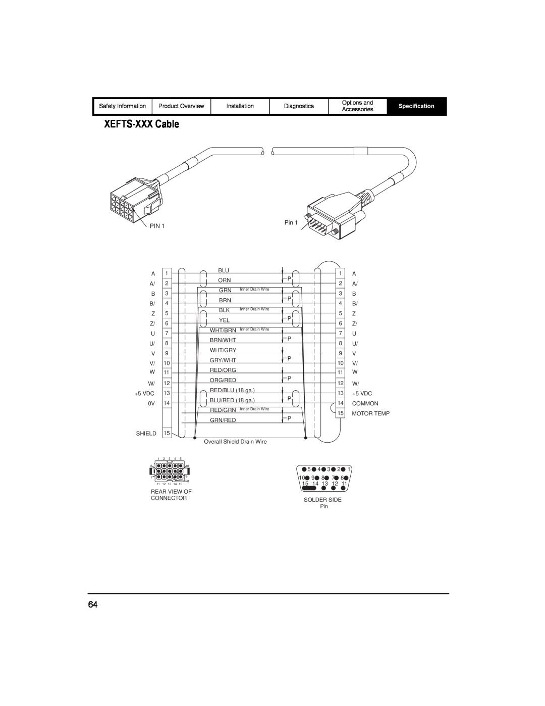 Emerson 400518-01 installation manual XEFTS-XXX Cable, Specification 