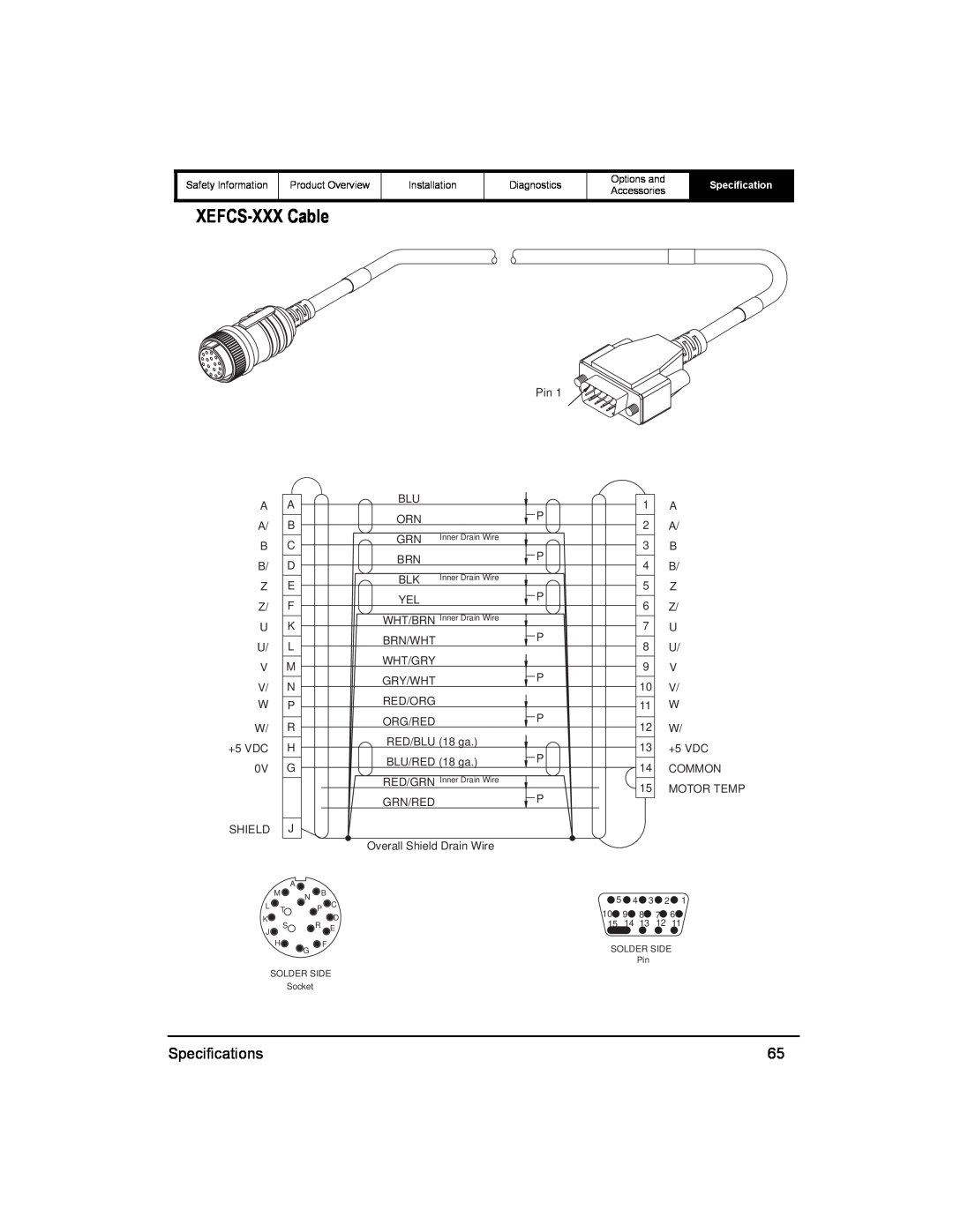 Emerson 400518-01 installation manual XEFCS-XXX Cable, Specifications 