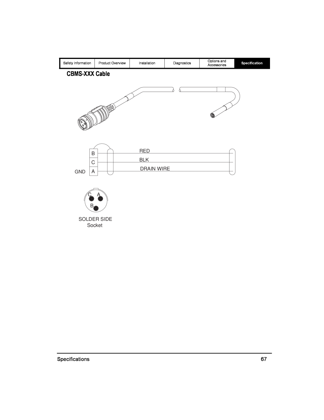 Emerson 400518-01 installation manual CBMS-XXX Cable, Gnd A, Specification 