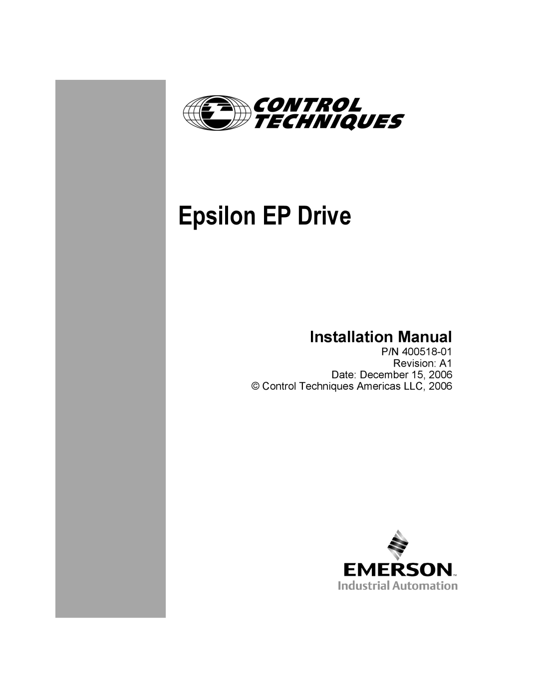 Emerson 400518-01 installation manual Epsilon EP Drive 