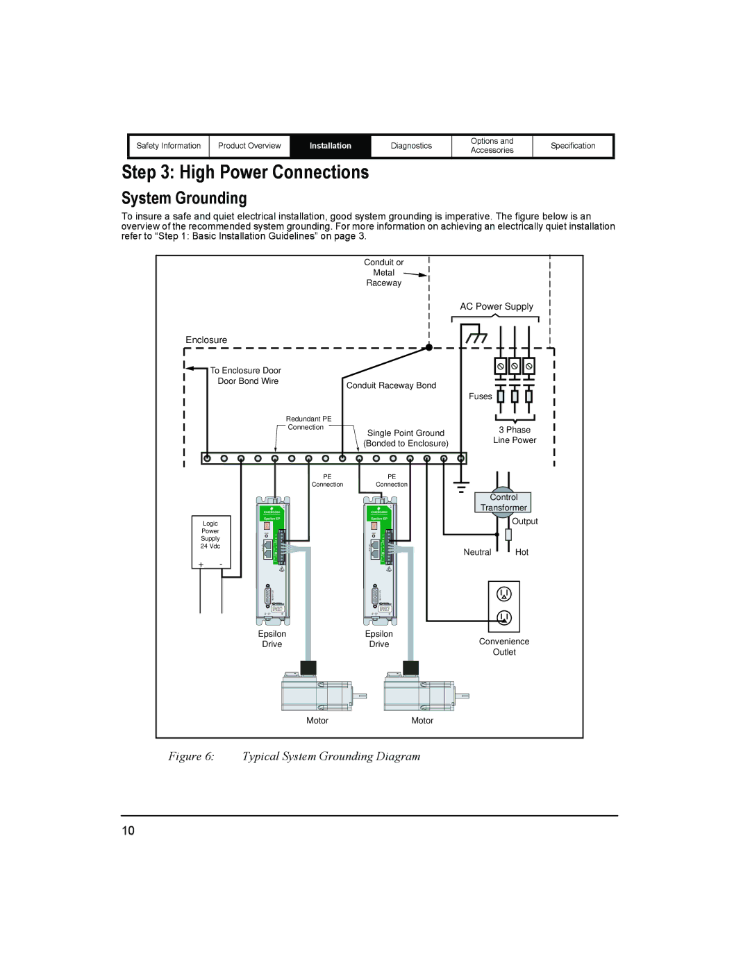 Emerson 400518-01 installation manual High Power Connections, System Grounding 