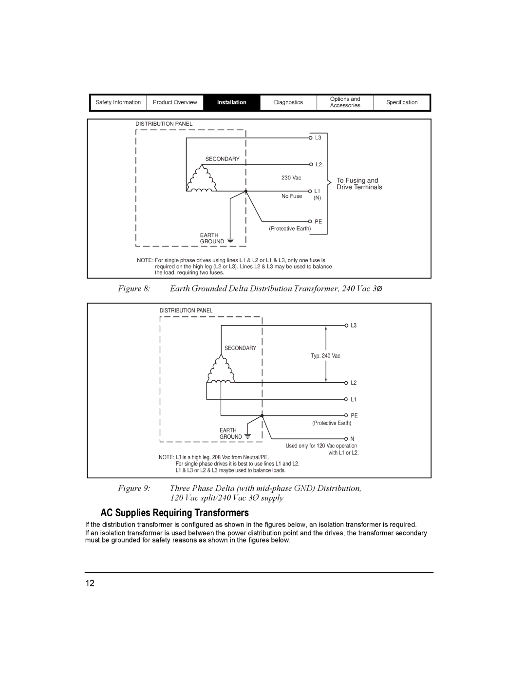 Emerson 400518-01 AC Supplies Requiring Transformers, Earth Grounded Delta Distribution Transformer, 240 Vac 3Ø 