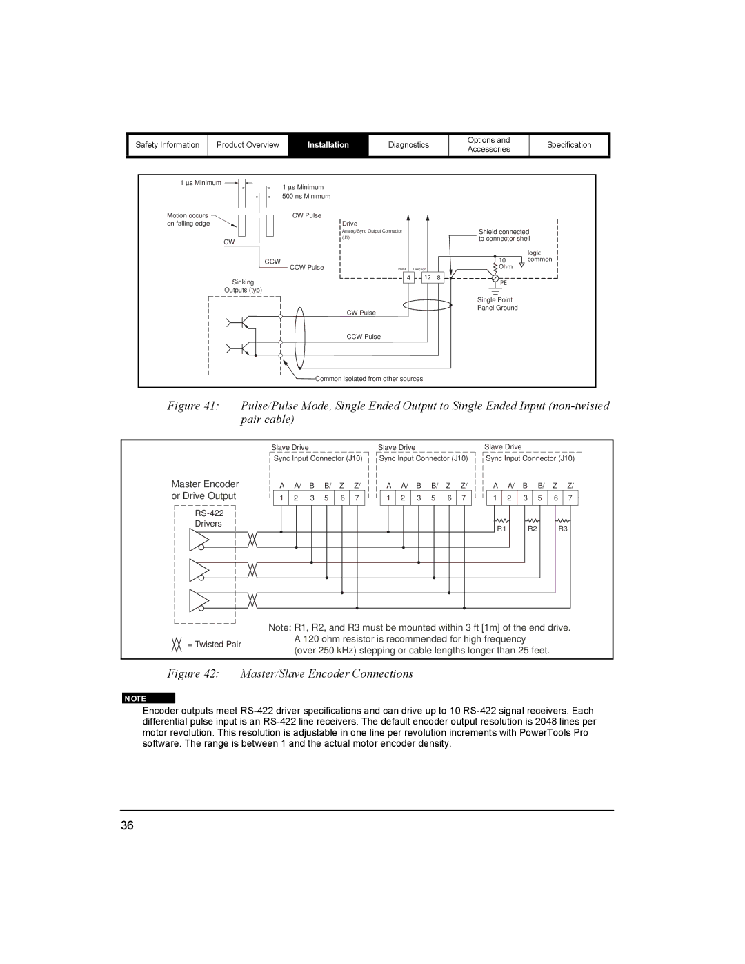 Emerson 400518-01 installation manual Master/Slave Encoder Connections 