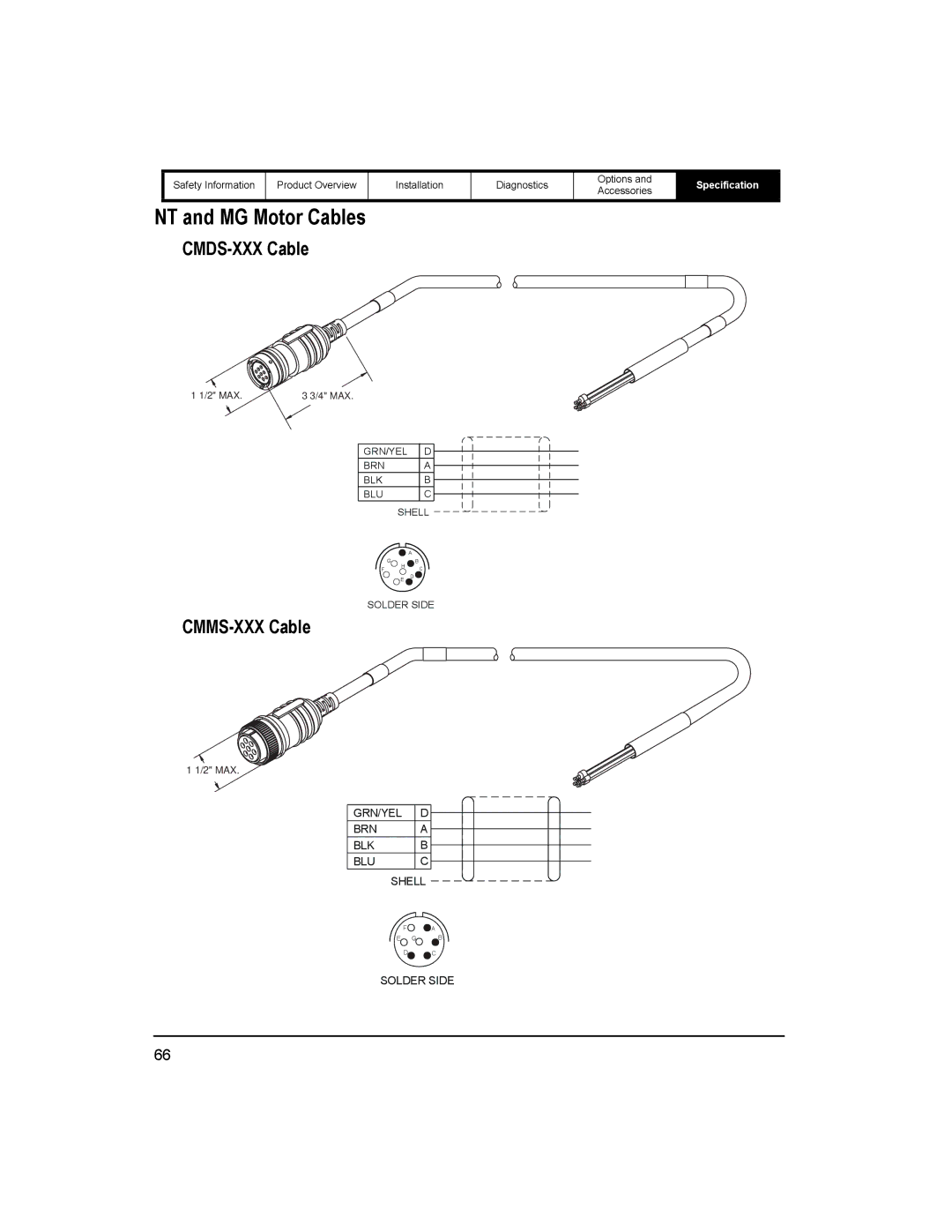 Emerson 400518-01 installation manual NT and MG Motor Cables, CMDS-XXX Cable, CMMS-XXX Cable 