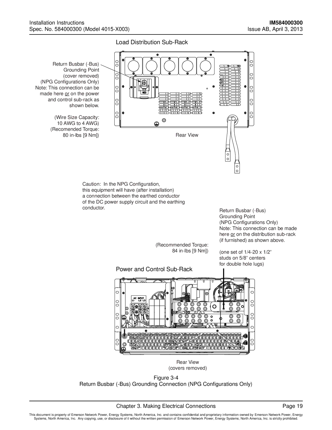 Emerson 4015 installation instructions Load Distribution Sub-Rack 