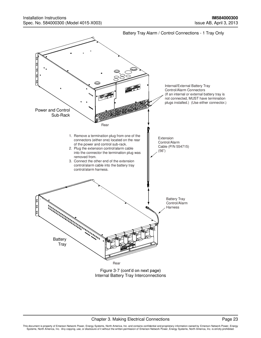 Emerson 4015 installation instructions Power and Control Sub-Rack, Battery Tray 