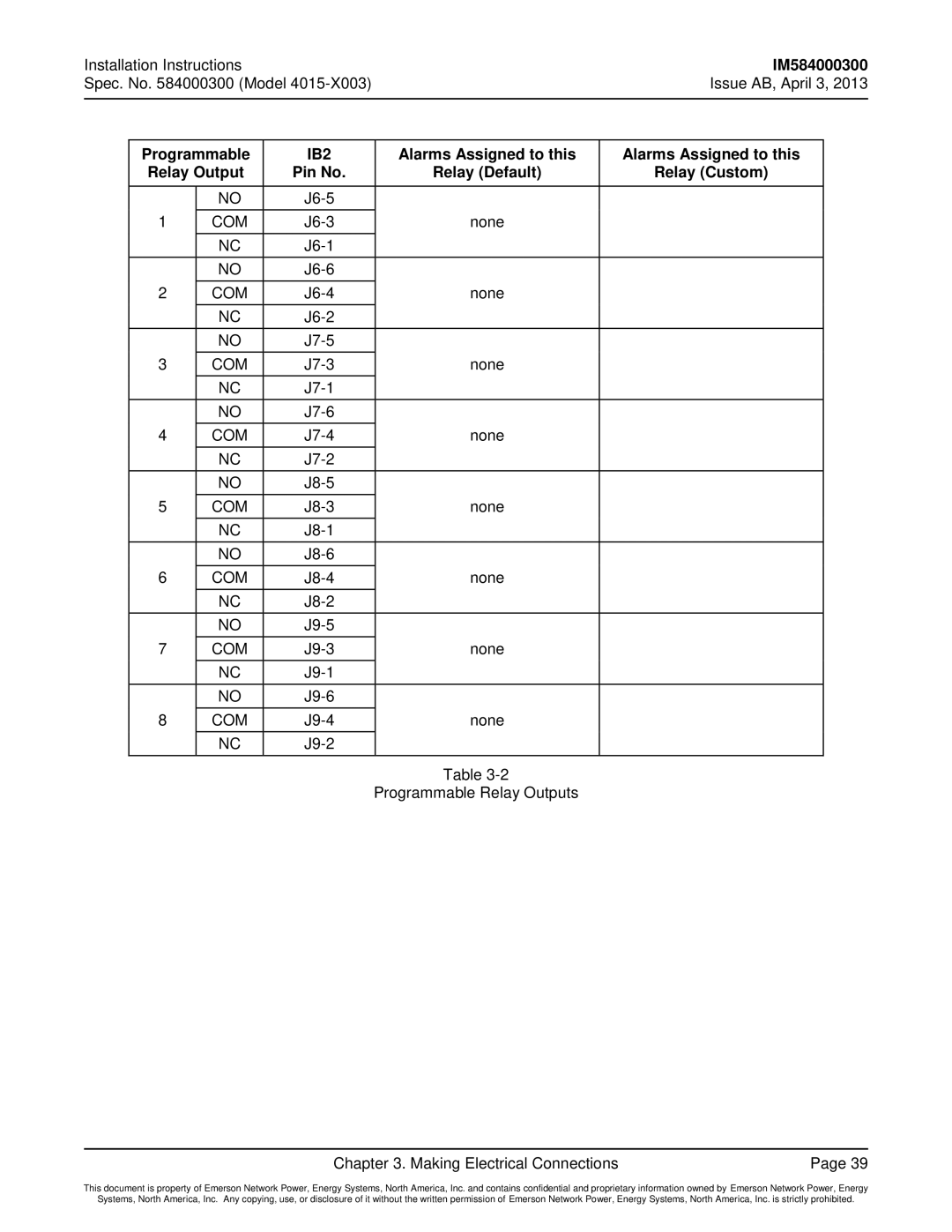 Emerson 4015 J6-5, J6-3 None J6-1 J6-6, J6-4 None J6-2 J7-5, J7-3 None J7-1 J7-6, J7-4 None J7-2 J8-5, J8-3 None J8-1 J8-6 