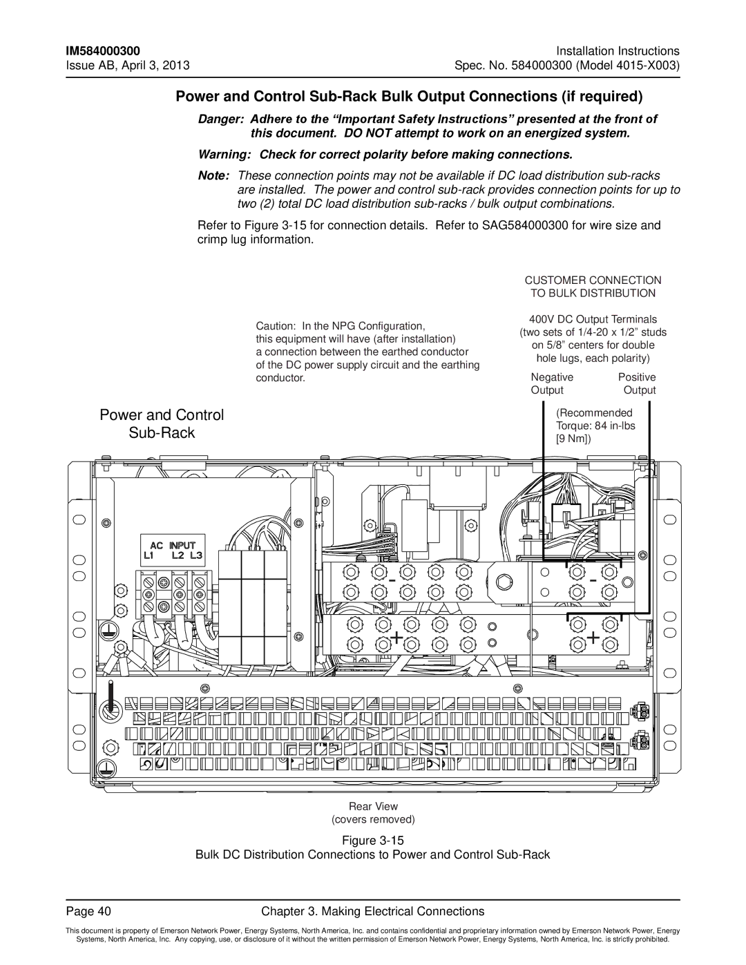 Emerson 4015 installation instructions Power and Control 