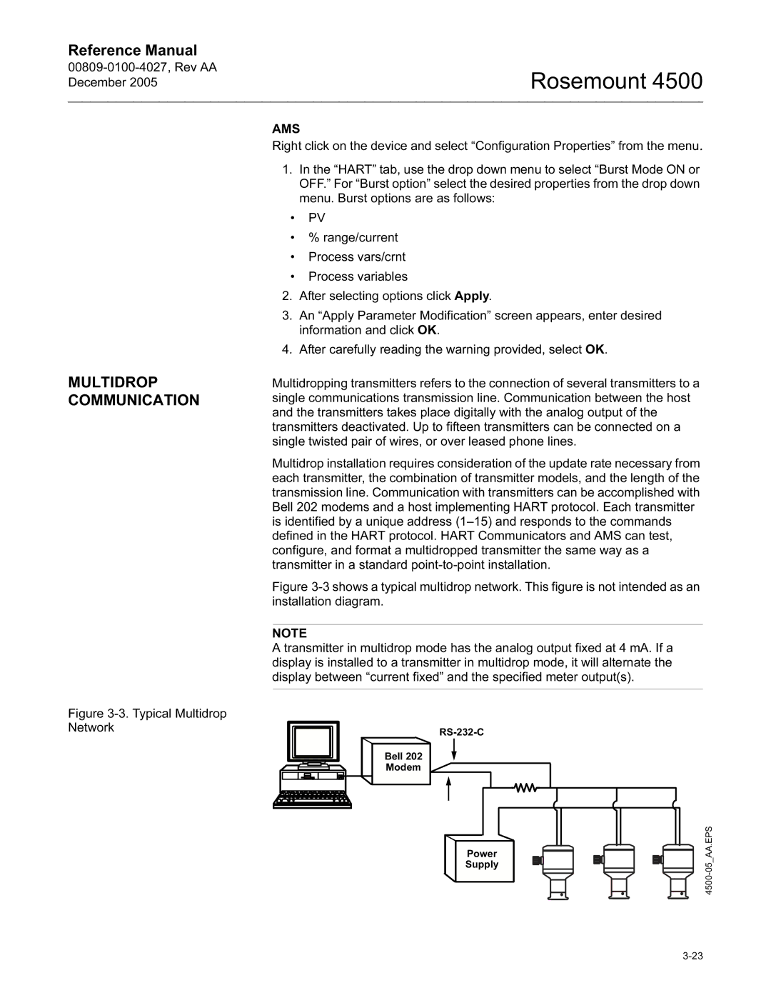 Emerson 4500 manual Multidrop Communication 