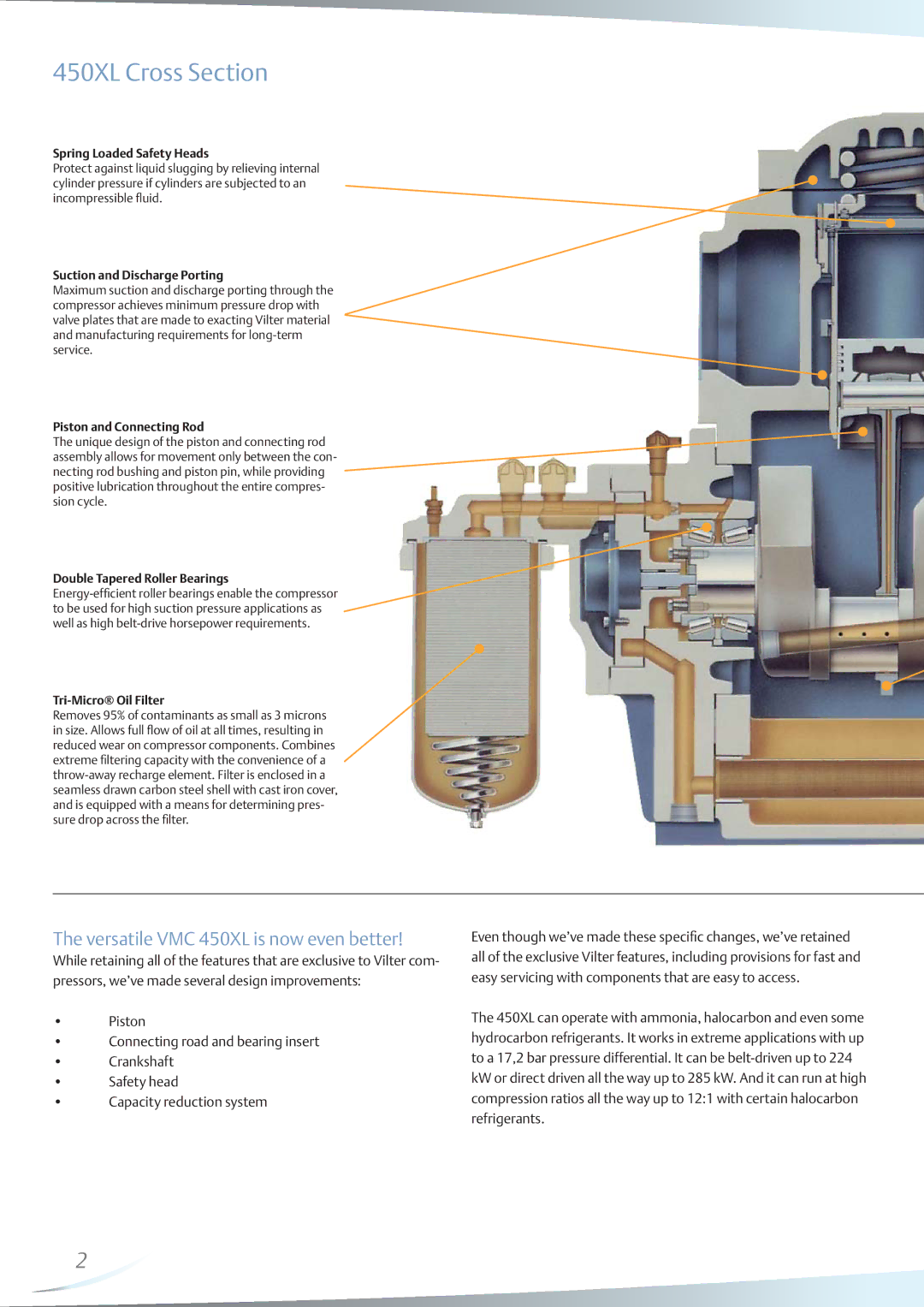 Emerson manual Versatile VMC 450XL is now even better, Spring Loaded Safety Heads, Suction and Discharge Porting 