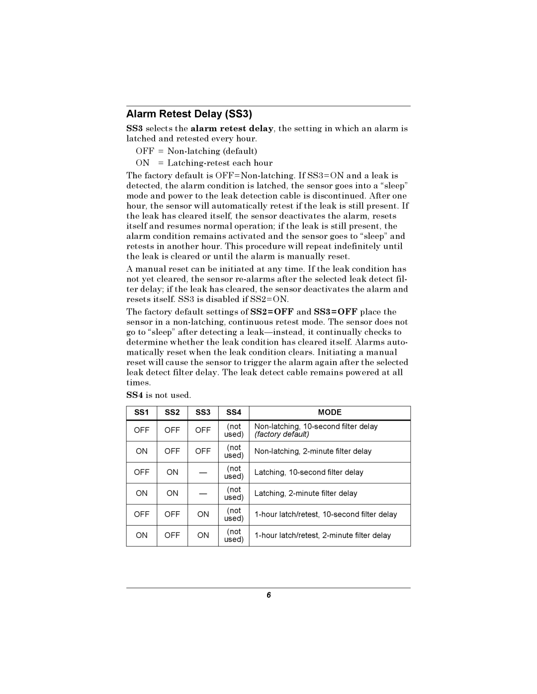 Emerson 460 installation manual Alarm Retest Delay SS3 