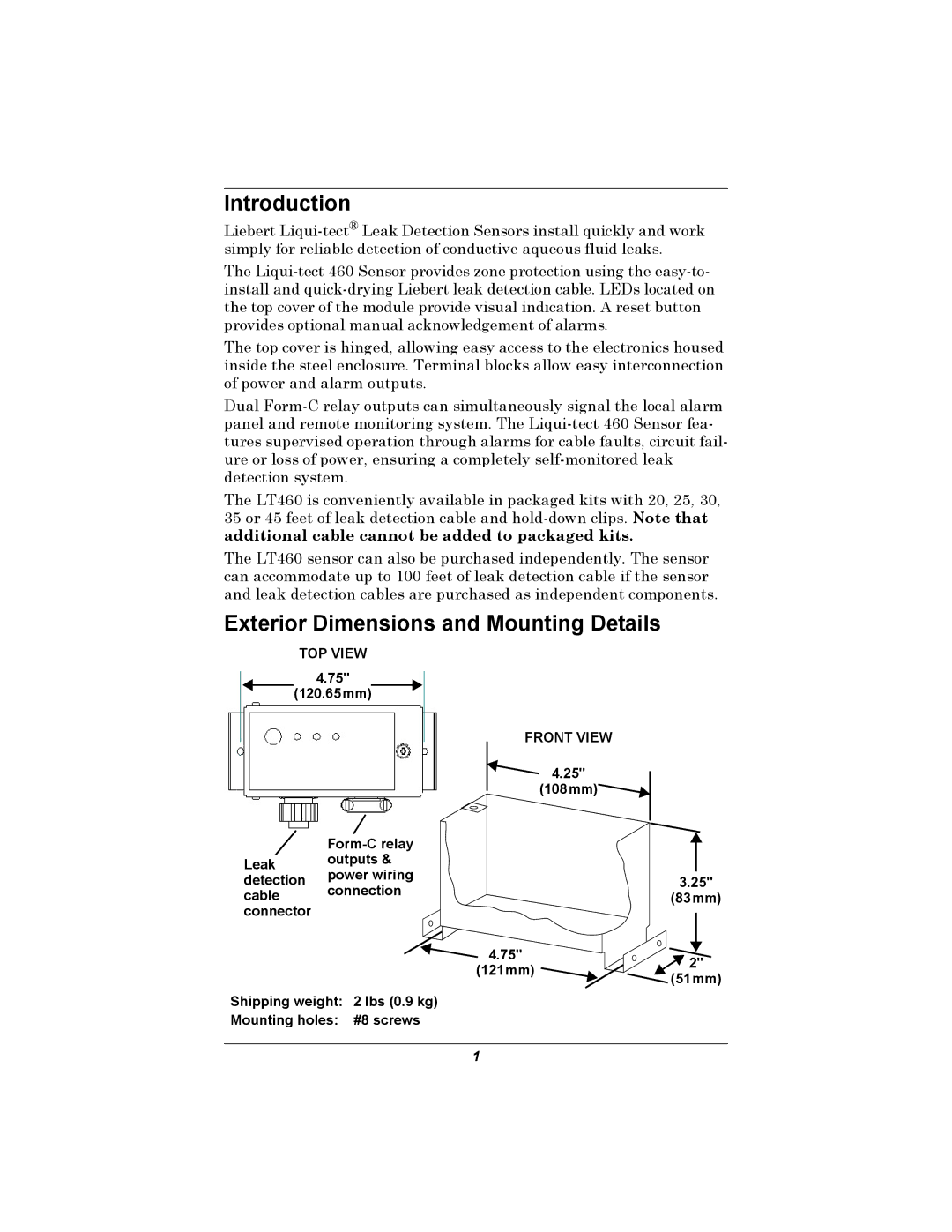 Emerson 460 installation manual Introduction, Exterior Dimensions and Mounting Details 