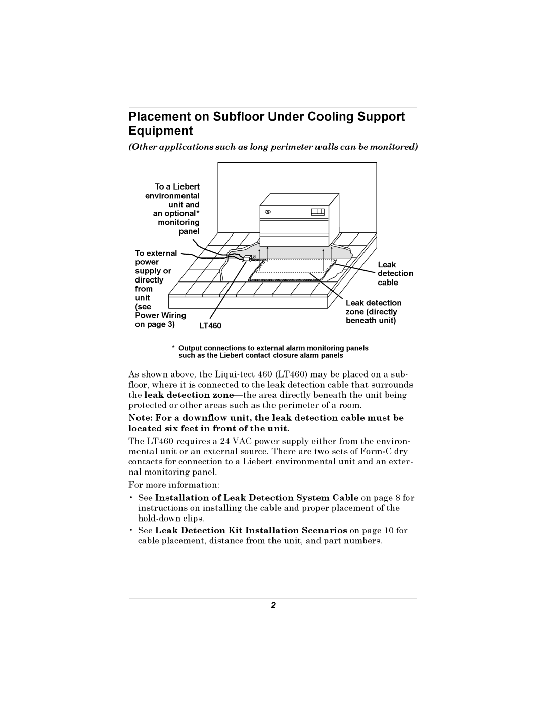 Emerson 460 installation manual Placement on Subfloor Under Cooling Support Equipment 