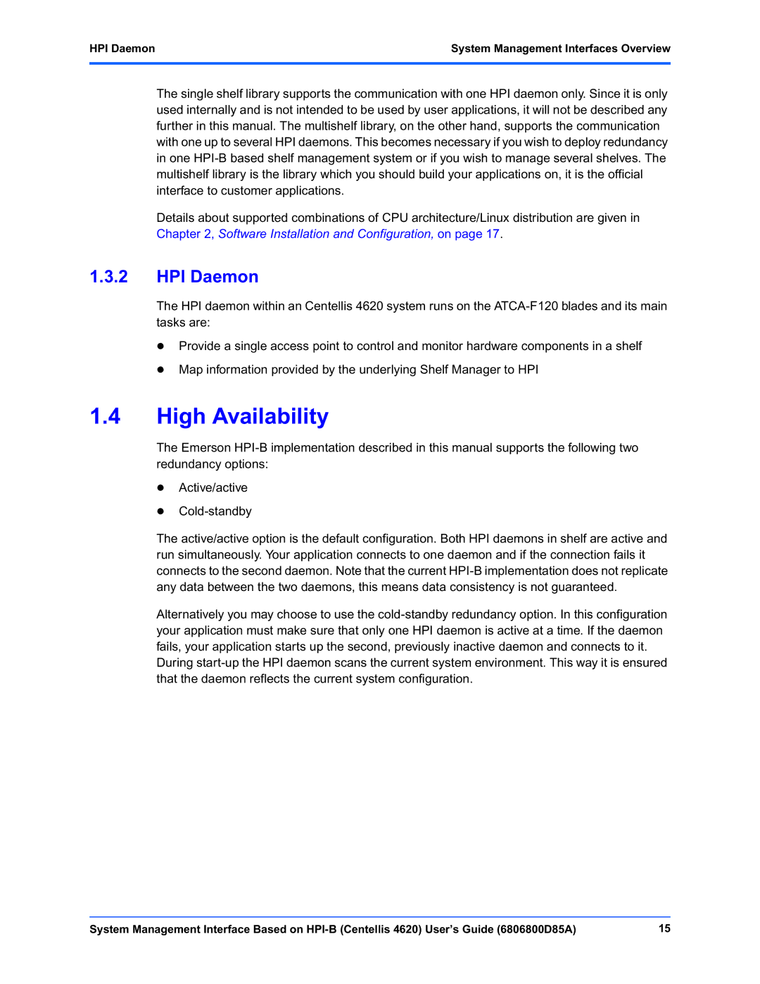 Emerson 4620 manual High Availability, HPI Daemon 