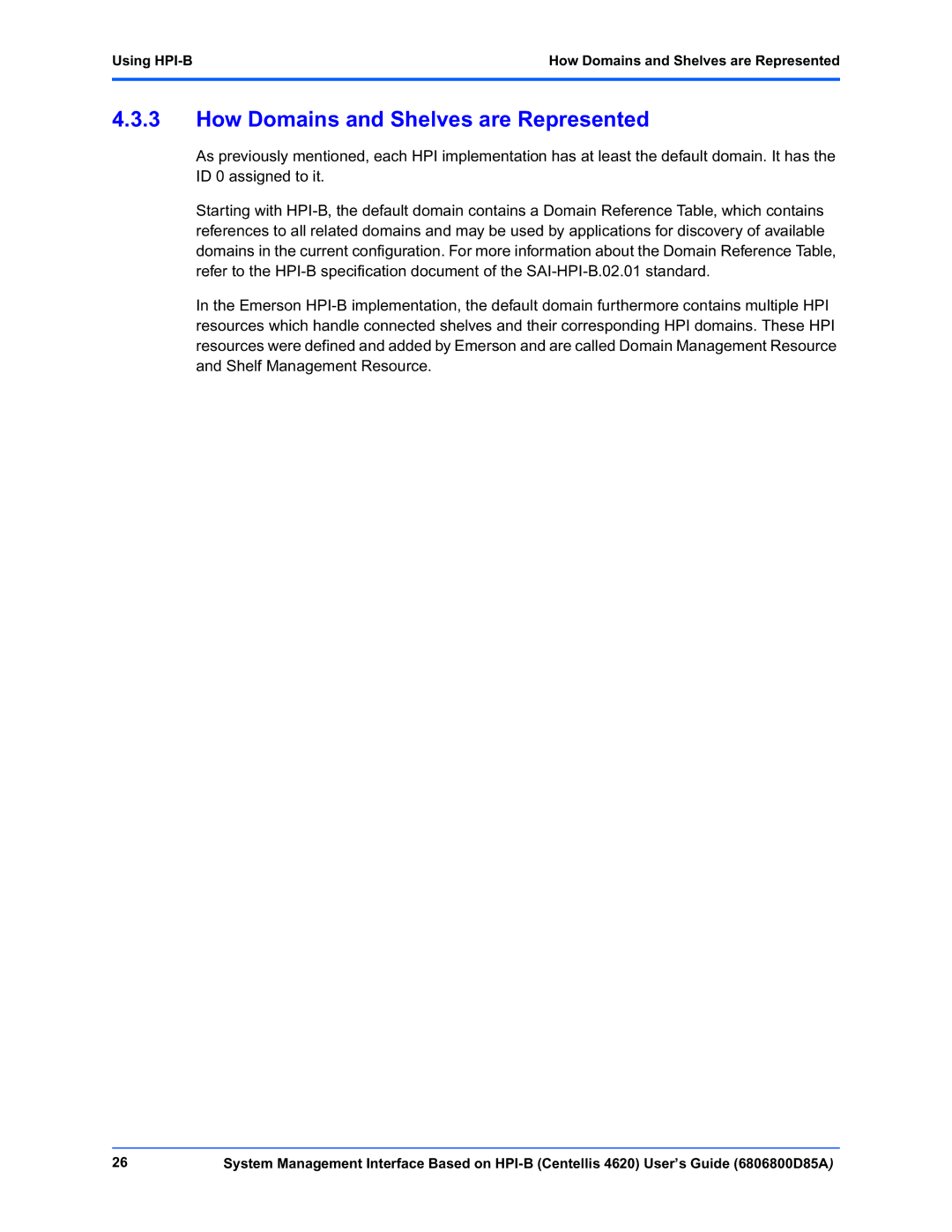 Emerson 4620 manual Using HPI-B How Domains and Shelves are Represented 