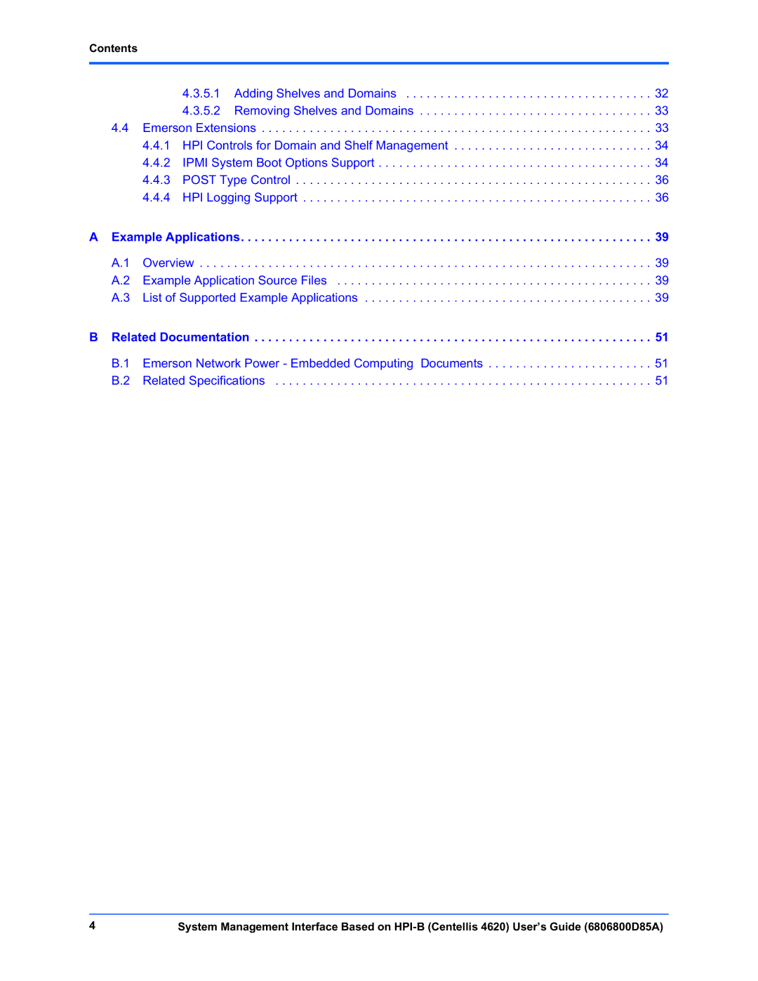 Emerson 4620 manual Related Documentation, Contents 