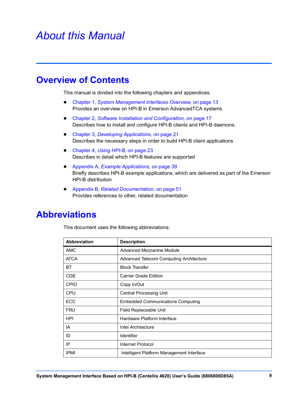 Emerson 4620 manual About this Manual, Overview of Contents, Abbreviations 