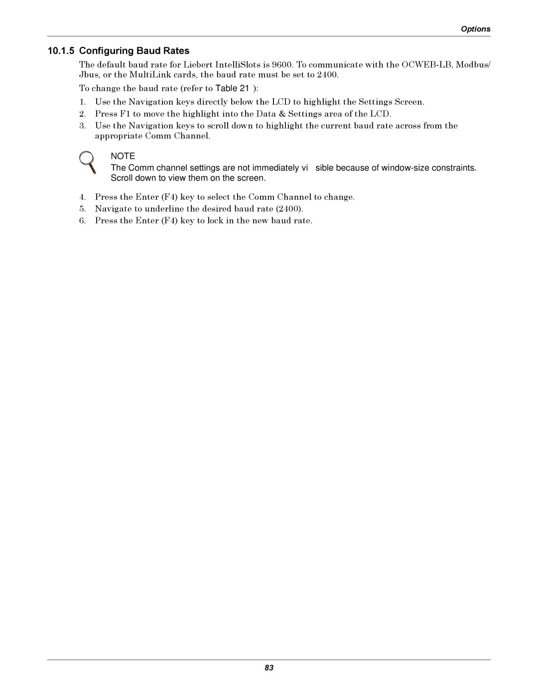 Emerson 480V user manual Configuring Baud Rates 