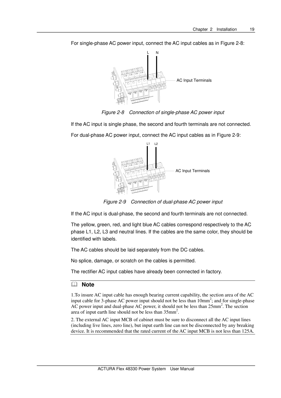 Emerson 48330 user manual Connection of single-phase AC power input 