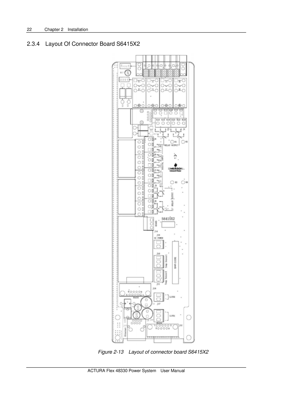 Emerson 48330 user manual Layout Of Connector Board S6415X2, Layout of connector board S6415X2 