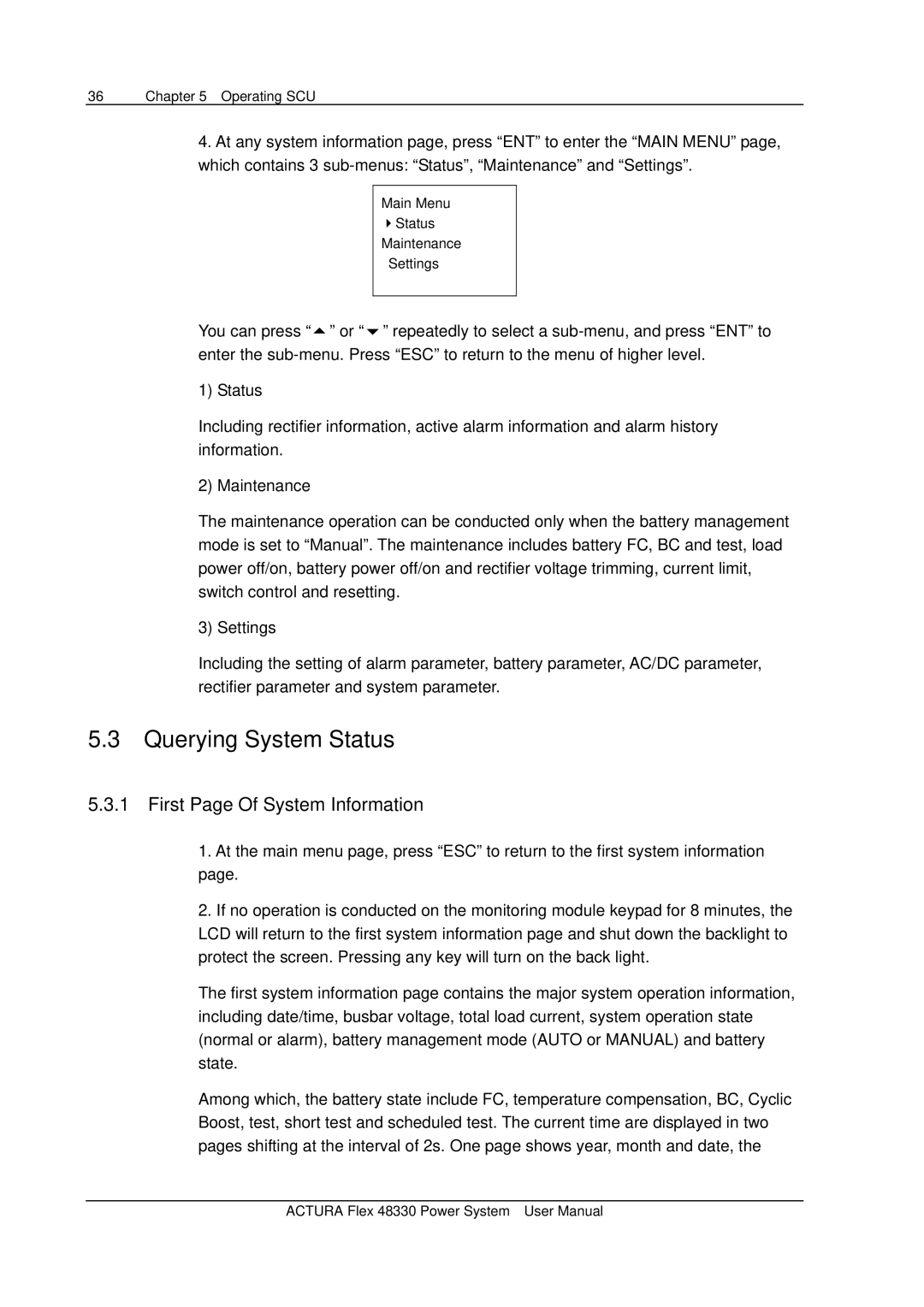 Emerson 48330 user manual Querying System Status, First Page Of System Information 