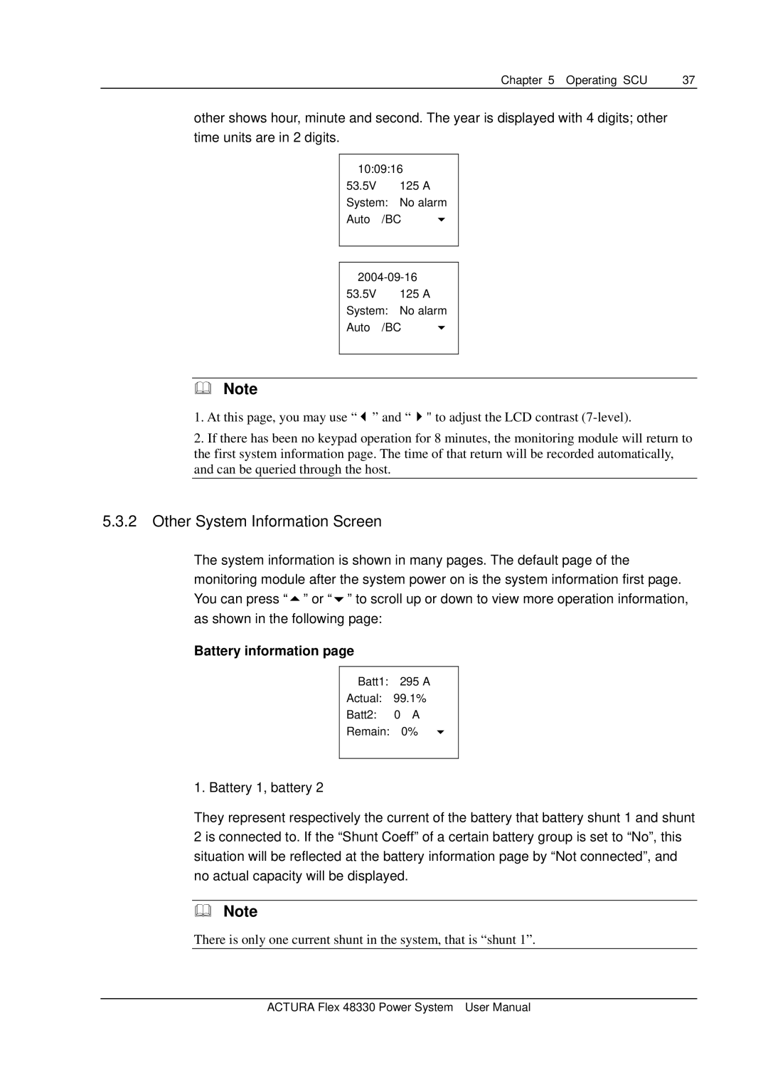 Emerson 48330 user manual Other System Information Screen, Battery information 