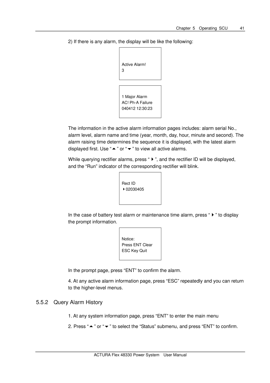 Emerson 48330 user manual Query Alarm History 