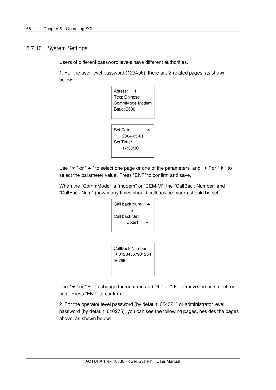 Emerson 48330 user manual System Settings 