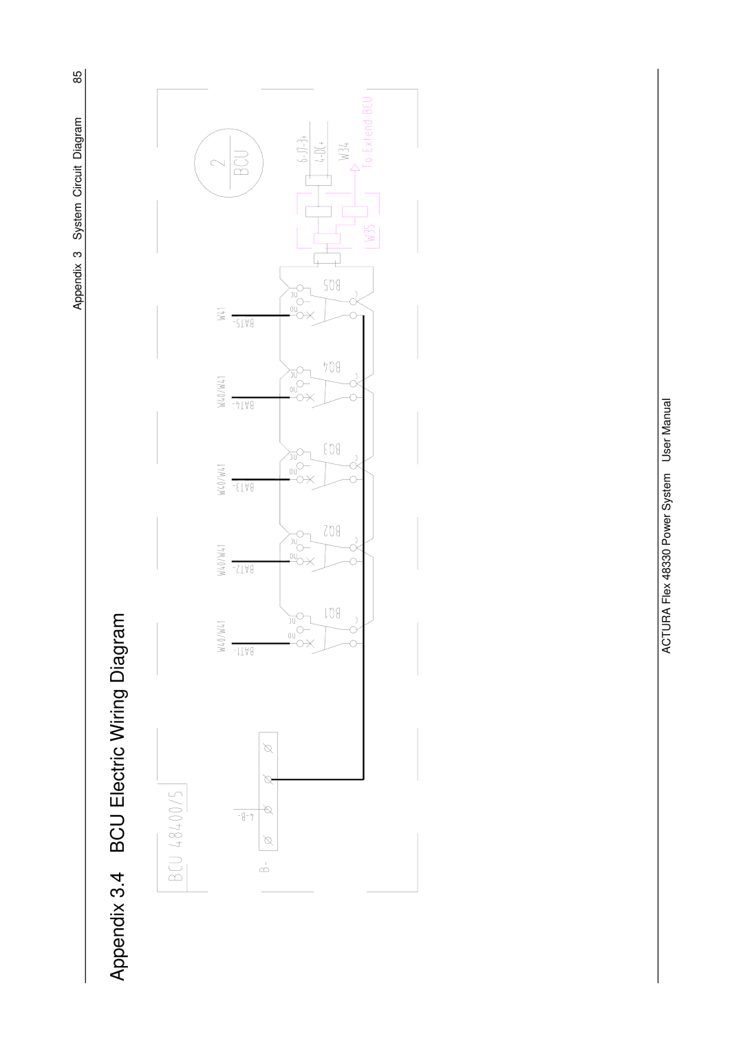 Emerson 48330 user manual Appendix 3.4 BCU Electric Wiring Diagram 