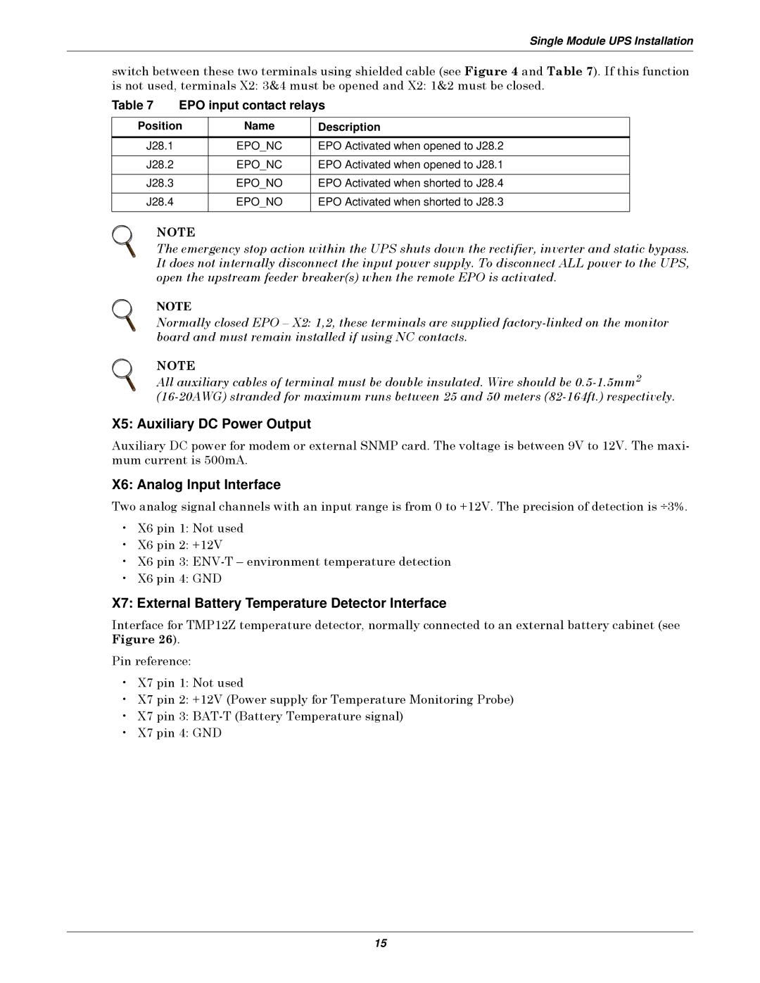 Emerson 50 and 60 Hz, 400V, 30-200kVA X5 Auxiliary DC Power Output, X6 Analog Input Interface, EPO input contact relays 